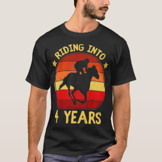 Camiseta Niños viajando en caballo a 4 años regalo de cuatr
