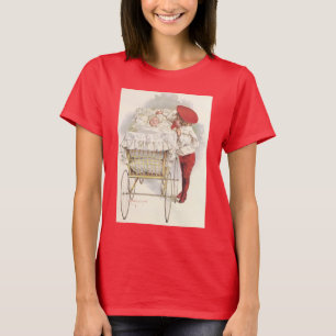 Camiseta Niños victorianos antiguos, niño y bebé en cocheci