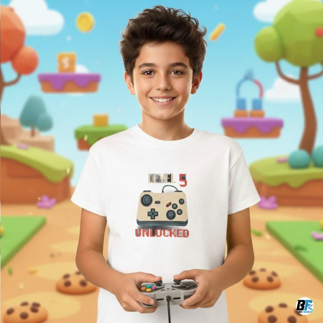 Camiseta Niños Video Gaming Nivel 5 Desbloqueado (Subido por el creador)