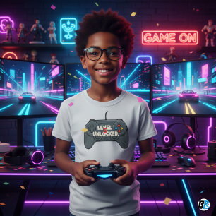 Camiseta Niños Video Gaming Nivel 5 Desbloqueado