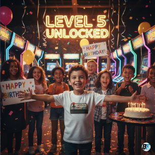 Camiseta Niños Video Gaming Nivel 5 Desbloqueado