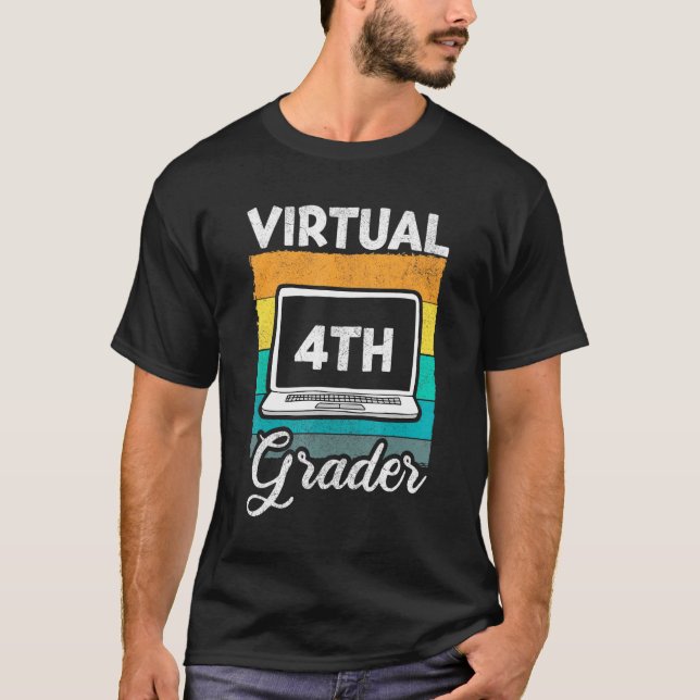 Camiseta Niños virtuales de 4° Grader de vuelta al primer d (Anverso)