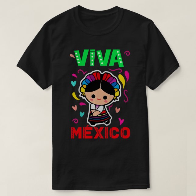 Camiseta Niños Vivan México Niña Mexicana Bebé Latina Españ (Diseño del anverso)