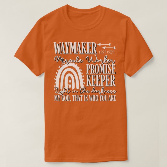 Camiseta Niños Waymaker Miracle Trabajan arcoiris, Christi (Diseño del anverso)