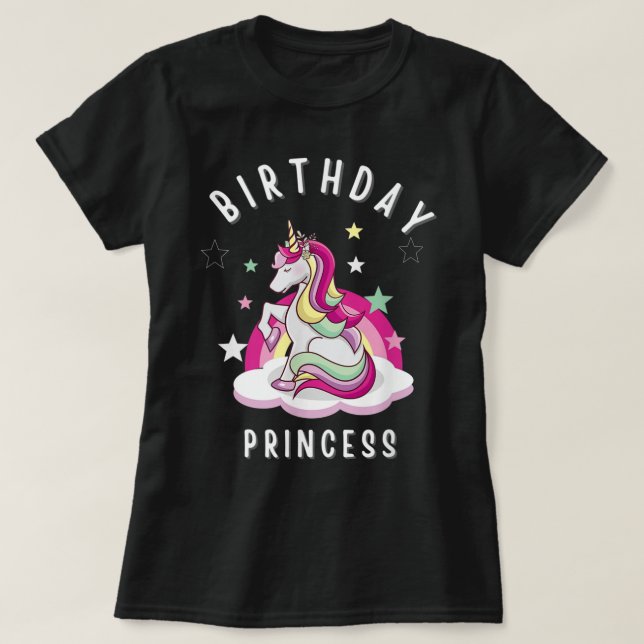 Camiseta Niños y adultos Chicas de la Princesa de Cumpleaño (Diseño del anverso)