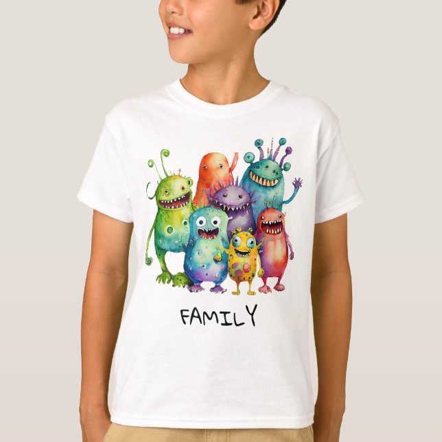 Camiseta Niños y Chicas familia divertidos monstruos de niñ (Anverso)