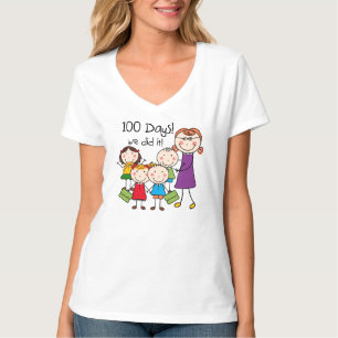 Camiseta Niños y profesor de sexo femenino 100 días