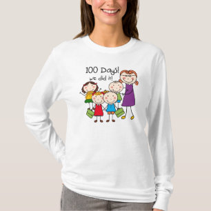 Camiseta Niños y profesor de sexo femenino 100 días