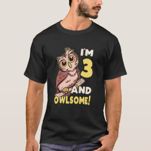 Camiseta Niños, yo tengo tres años y un bello búho con tres