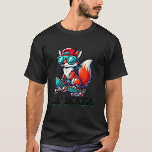 Camiseta Niños Zorro En Un Patinador De Monopatin Chicos