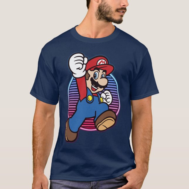 Camiseta Nintendo Super Mario Neon Power Jump Hero funny fr (Anverso)