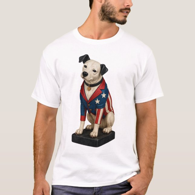 Camiseta Nipper RCA Victor Dog Art in American Flag Blazer (Anverso)