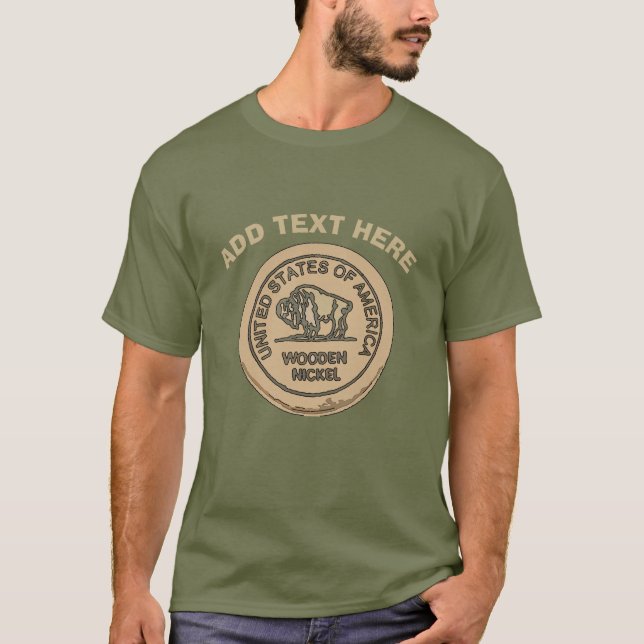 Camiseta Níquel de búfalo de madera, agregar texto (Anverso)