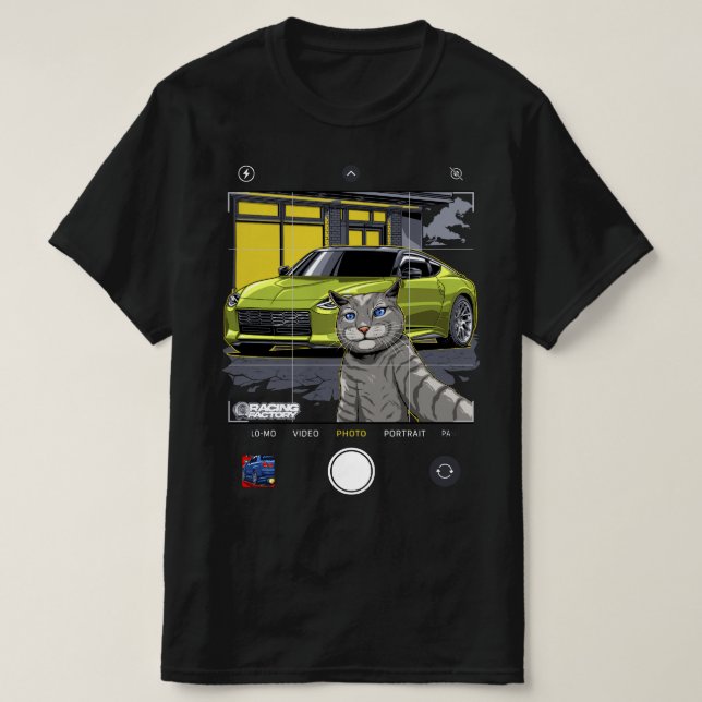 Camiseta Nissan 400z Selfie Cat (Diseño del anverso)