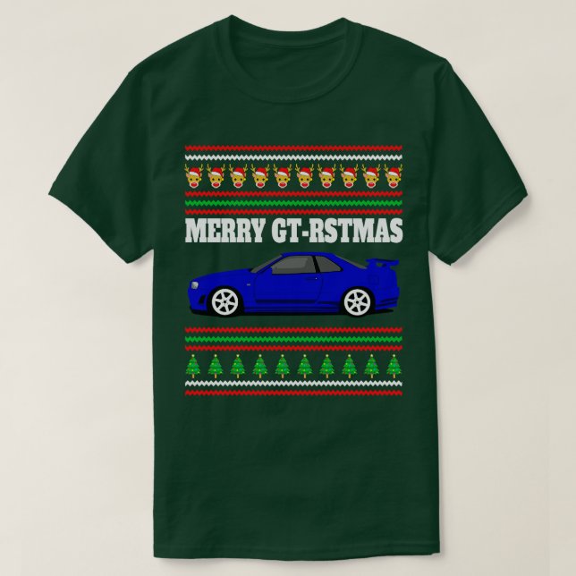 Camiseta Nissan Skyline GTR R34 Merry Gtrstmas (Diseño del anverso)