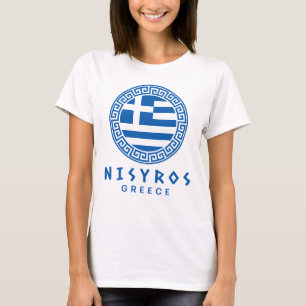 Camiseta Nisyros y bandera del blanco de las mujeres griega