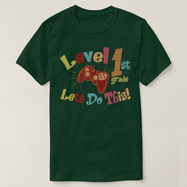 Camiseta Nivel 1º de vuelta a la escuela Primer día Video G (Diseño del anverso)