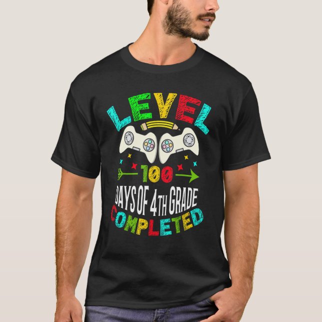 Camiseta Nivel 100 Días De Cuarto Grado Completado Elementa (Anverso)