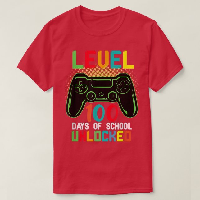 Camiseta NIVEL 100 DÍAS DE ENSEÑANZA DE videojuegos ESCOLAR (Diseño del anverso)