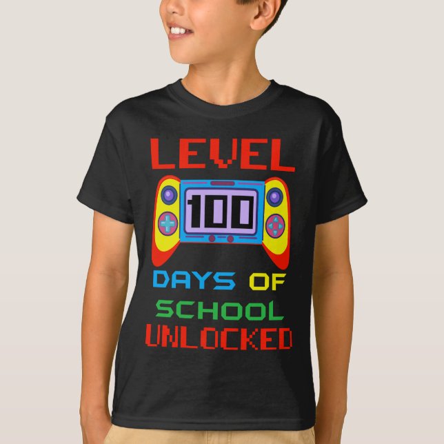 Camiseta Nivel 100 días de escuela niños de juego desbloque (Anverso)
