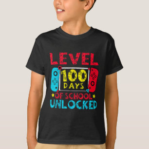 Camiseta Nivel 100 Días de Escuela Niños desbloqueados 100 