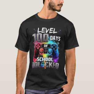 Camiseta Nivel 100 Días de Escuela Niños desbloqueados 100 