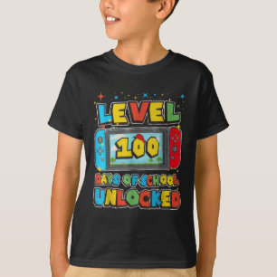 Camiseta Nivel 100 Días De Escuela Píxel De Juego Desbloque