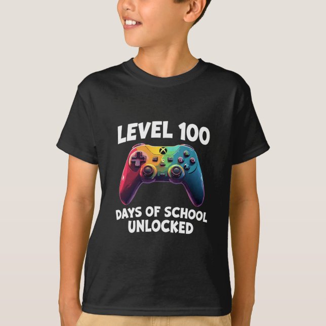 Camiseta Nivel 100 días de escuela sin bloqueo (Anverso)