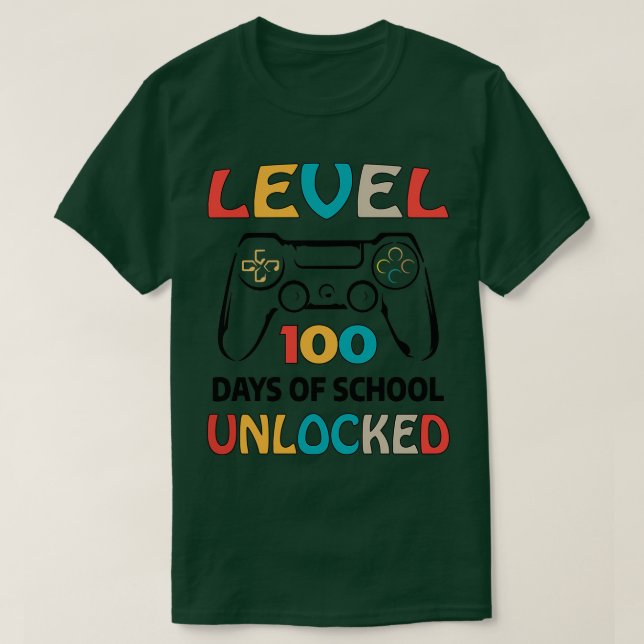 Camiseta nivel 100 días de escuela sin bloqueo 20 (Diseño del anverso)