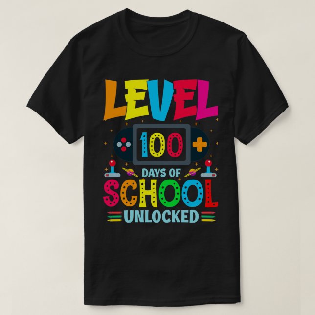 Camiseta nivel 100 días de escuela sin bloqueo 29 (Diseño del anverso)
