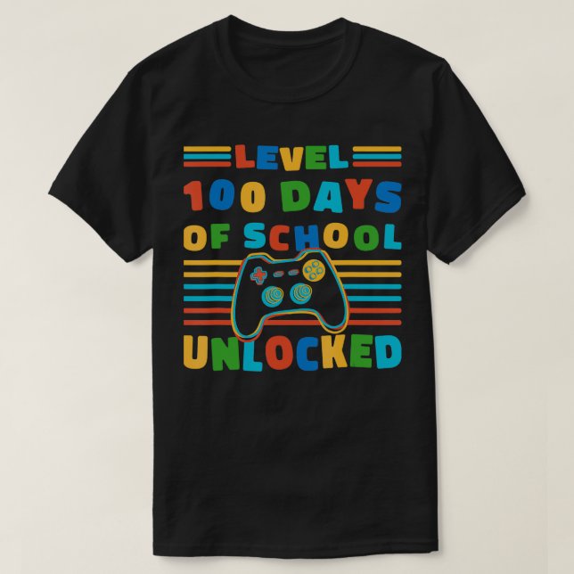 Camiseta Nivel 100 días de escuela sin bloqueo Retro 100º d (Diseño del anverso)