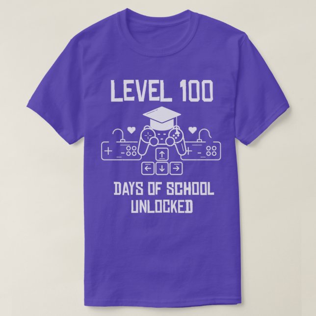 Camiseta Nivel 100 Días De Juego Sin Bloqueo Escolar 100 Dí (Diseño del anverso)