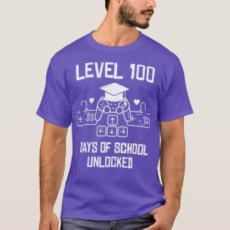 Camiseta Nivel 100 Días De Juego Sin Bloqueo Escolar 100 Dí