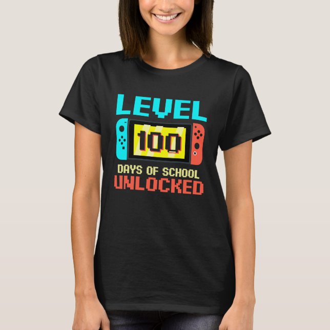 Camiseta Nivel 100 Días De La Escuela Juego De Video Jugado (Anverso)