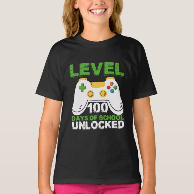 Camiseta Nivel 100 Días De La Escuela Juego De Video Jugado (Anverso)