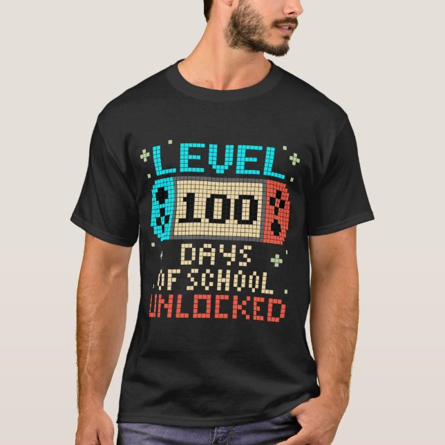 Camiseta Nivel 100 Días De La Escuela Juego De Video Jugado (Anverso)