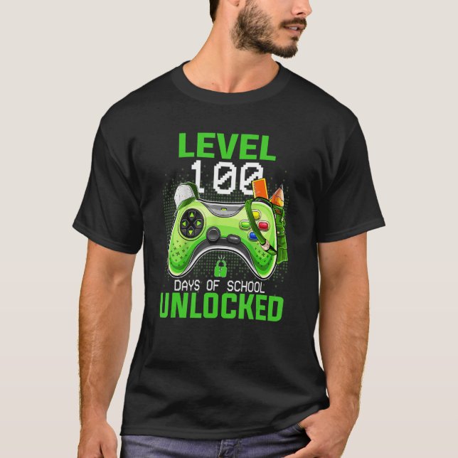 Camiseta Nivel 100 Días De La Escuela Juego De Video Jugado (Anverso)