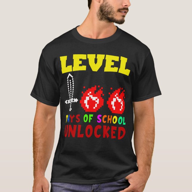 Camiseta Nivel 100 Días De La Escuela Juego De Video Jugado (Anverso)