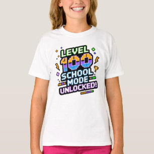 Camiseta Nivel 100 Modo Escuela Desbloqueado 100º Día de Es