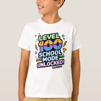 Camiseta Nivel 100 Modo Escuela Desbloqueado 100º Día de Es
