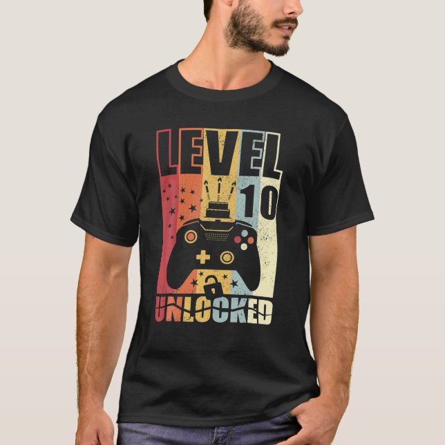 Camiseta Nivel 10 Desbloquea Actualización De Cumpleaños 10 (Anverso)