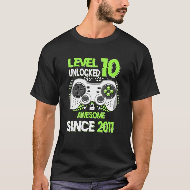 Camiseta Nivel 10 Desbloqueado Impresionante Juego De Video (Anverso)
