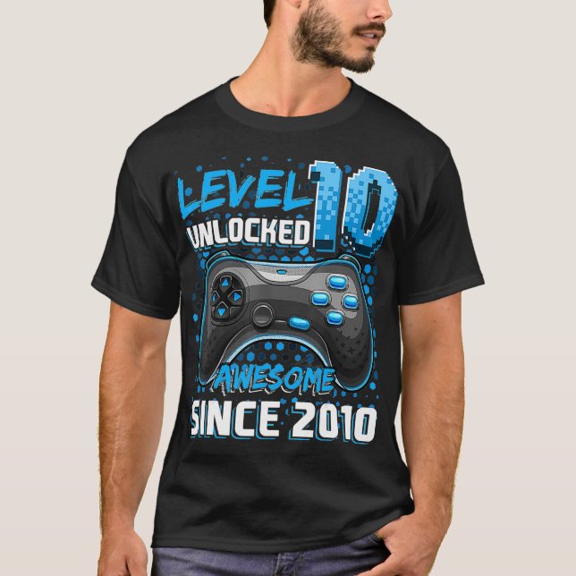 Camiseta Nivel 10 Desbloqueado Impresionante Juego de Video (Anverso)