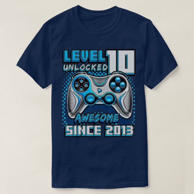 Camiseta Nivel 10 Desbloqueado Impresionante videojuego 201 (Diseño del anverso)