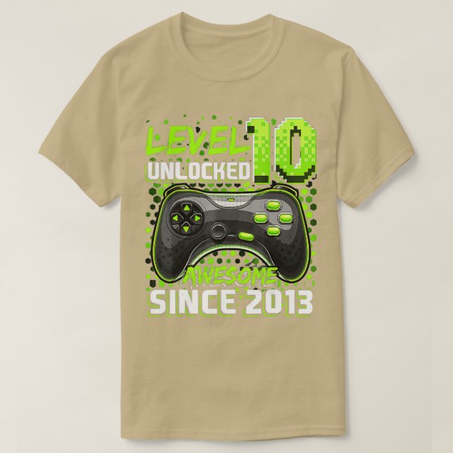 Camiseta Nivel 10 Desbloqueado Impresionante videojuego 201 (Diseño del anverso)