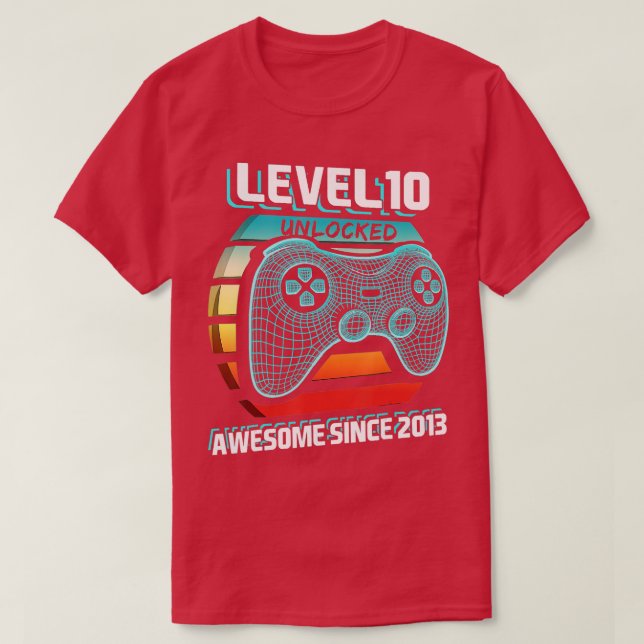 Camiseta Nivel 10 Desbloqueado Impresionante videojuego 201 (Diseño del anverso)