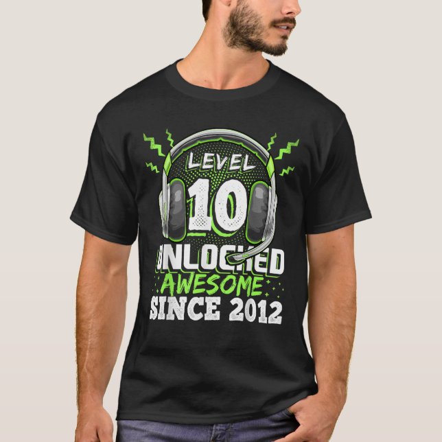 Camiseta Nivel 10 Desbloqueado Impresionante videojuego 201 (Anverso)