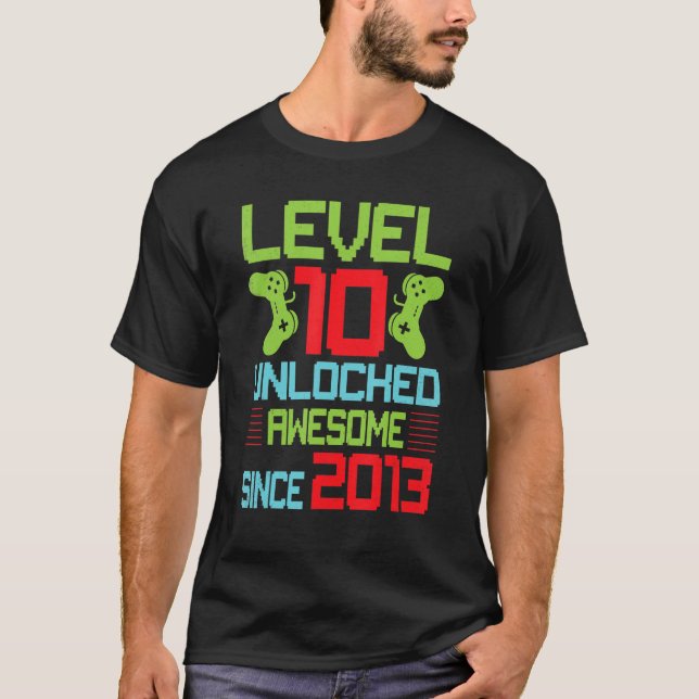 Camiseta Nivel 10 desbloqueado increíble desde 2012 10º cum (Anverso)