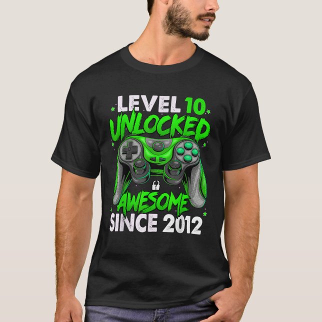 Camiseta Nivel 10 desbloqueado increíble desde 2012 10º cum (Anverso)