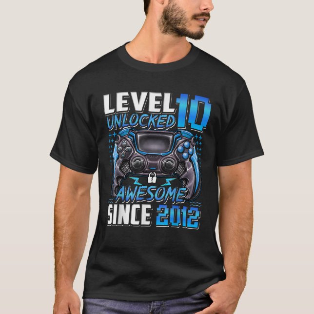 Camiseta Nivel 10 desbloqueado increíble desde 2012 10º cum (Anverso)